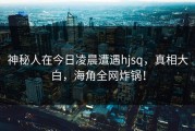 神秘人在今日凌晨遭遇hjsq，真相大白，海角全网炸锅！