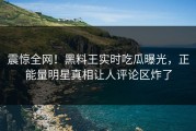 震惊全网！黑料王实时吃瓜曝光，正能量明星真相让人评论区炸了