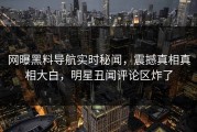 网曝黑料导航实时秘闻，震撼真相真相大白，明星丑闻评论区炸了