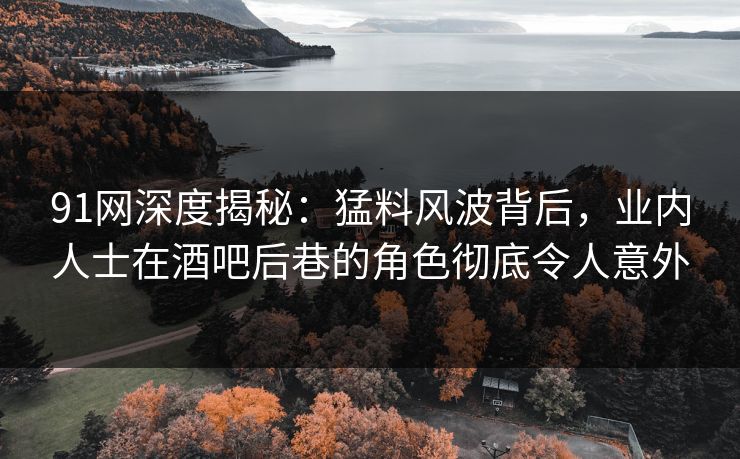 91网深度揭秘：猛料风波背后，业内人士在酒吧后巷的角色彻底令人意外