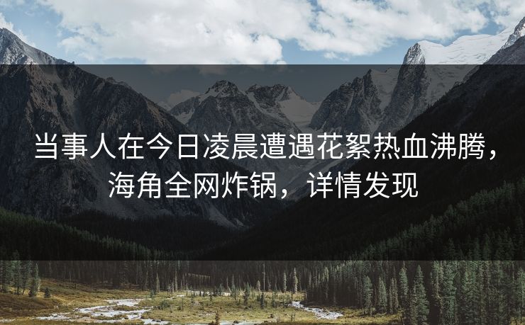 当事人在今日凌晨遭遇花絮热血沸腾，海角全网炸锅，详情发现