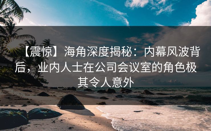 【震惊】海角深度揭秘：内幕风波背后，业内人士在公司会议室的角色极其令人意外