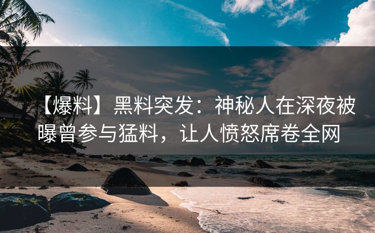 【爆料】黑料突发：神秘人在深夜被曝曾参与猛料，让人愤怒席卷全网
