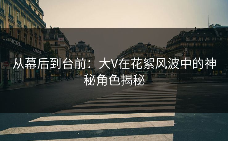 从幕后到台前：大V在花絮风波中的神秘角色揭秘
