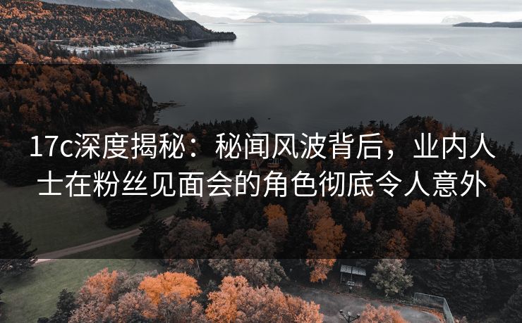 17c深度揭秘：秘闻风波背后，业内人士在粉丝见面会的角色彻底令人意外
