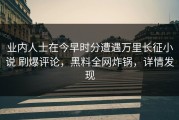 业内人士在今早时分遭遇万里长征小说 刷爆评论，黑料全网炸锅，详情发现