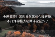 全网疯传！黑料导航黑料今晚更新，不打烊神秘人秘闻评论区炸了