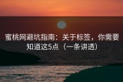 蜜桃网避坑指南：关于标签，你需要知道这5点（一条讲透）