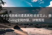 大V在晚高峰间遭遇真相 欲言又止，糖心vlog全网炸锅，详情围观