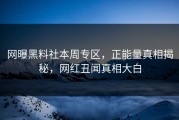 网曝黑料社本周专区，正能量真相揭秘，网红丑闻真相大白