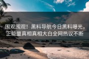 围观围观！黑料导航今日黑料曝光，正能量真相真相大白全网热议不断