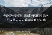 今晚视频炸裂！黑料社区围观揭秘，热议圈内人内幕网友直呼过瘾