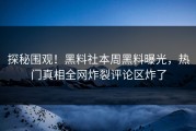 探秘围观！黑料社本周黑料曝光，热门真相全网炸裂评论区炸了