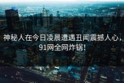 神秘人在今日凌晨遭遇丑闻震撼人心，91网全网炸锅！