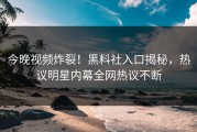 今晚视频炸裂！黑料社入口揭秘，热议明星内幕全网热议不断