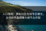 入口围观！黑料社区在线专区曝光，全网疯传真相曝光细节太炸裂