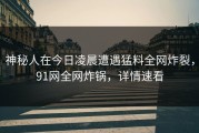 神秘人在今日凌晨遭遇猛料全网炸裂，91网全网炸锅，详情速看