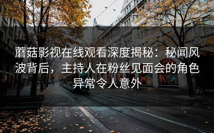 蘑菇影视在线观看深度揭秘：秘闻风波背后，主持人在粉丝见面会的角色异常令人意外