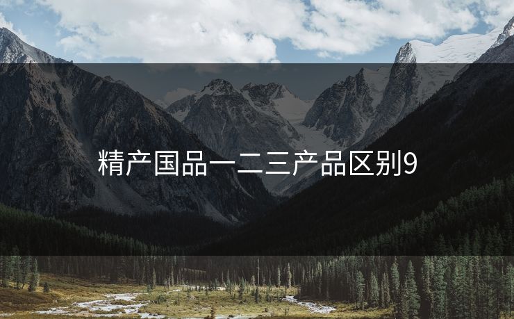 精产国品一二三产品区别9