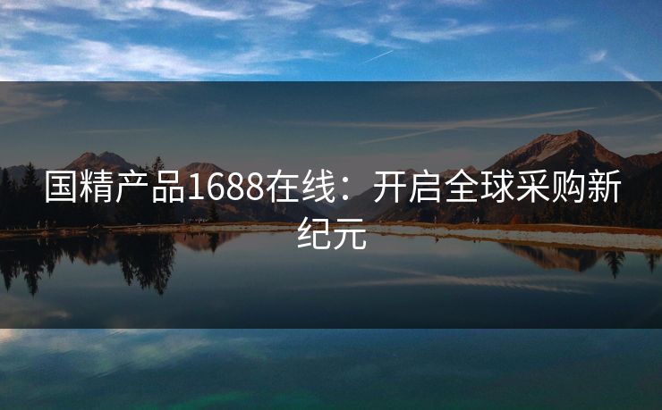 国精产品1688在线：开启全球采购新纪元