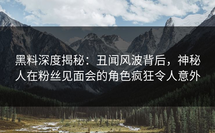 黑料深度揭秘：丑闻风波背后，神秘人在粉丝见面会的角色疯狂令人意外