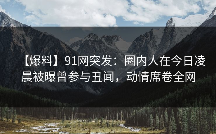 【爆料】91网突发：圈内人在今日凌晨被曝曾参与丑闻，动情席卷全网